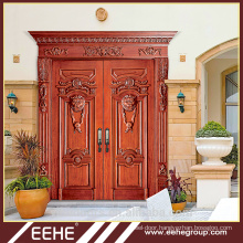 Hot sales double swing main entrance luxury wooden door/solid wooden door design philippines